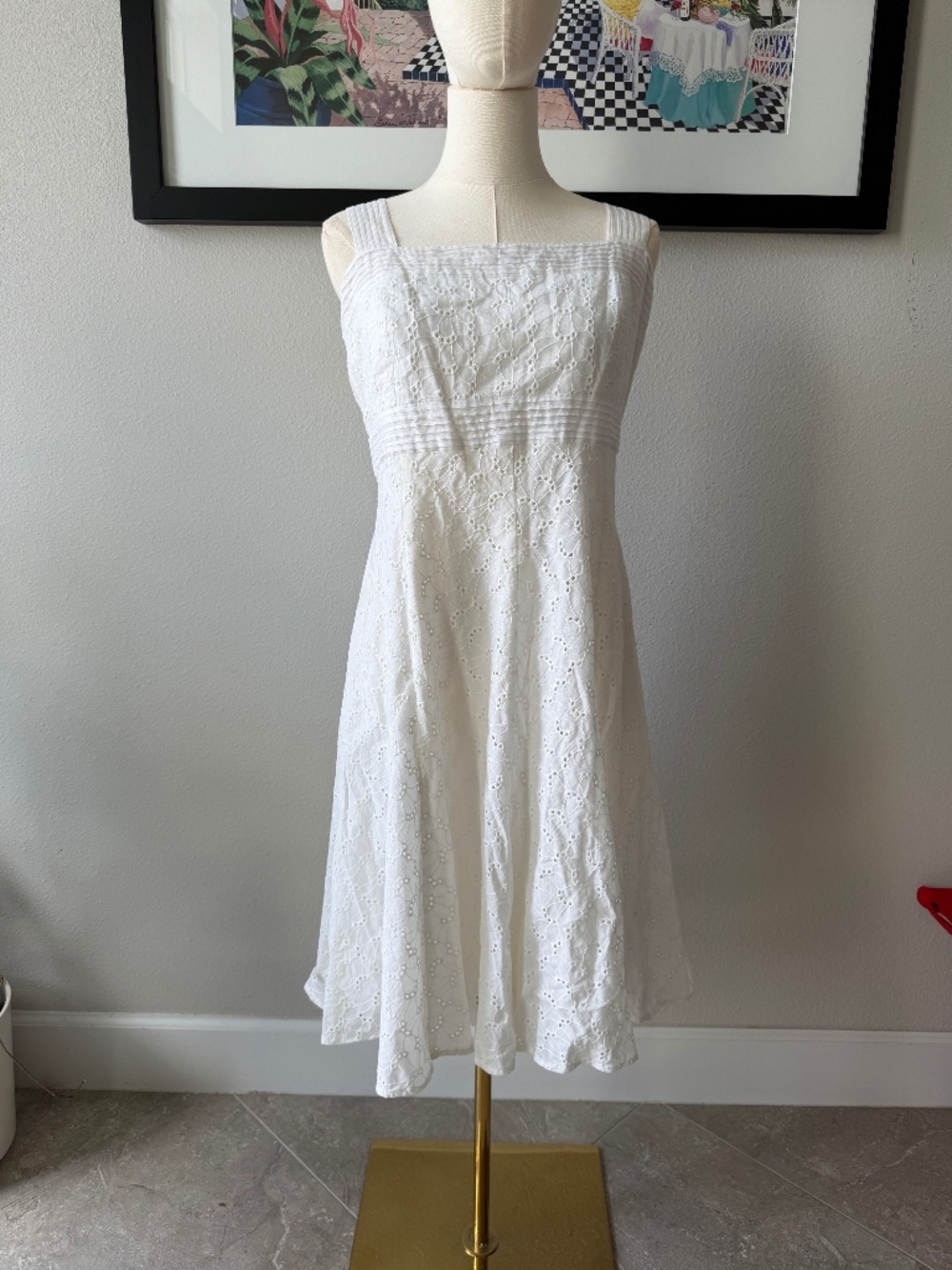 STUNNING Vintage American Living 100% Cotton Broderie baby doll dress Sz 16